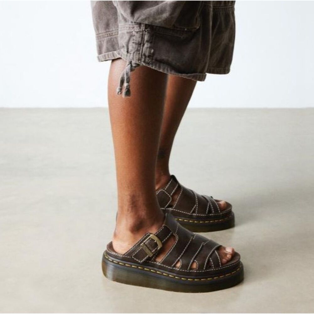 Dr. Martens Kelp Brown Maxxy Slide AR Rogue Leather Unisex Sandals UK 8 NIB - Picture 12 of 13